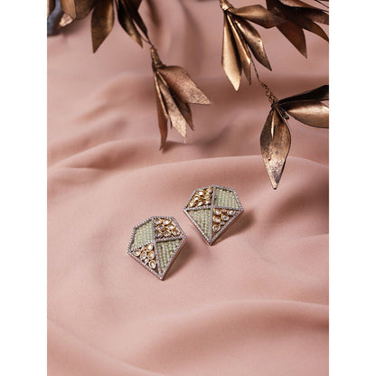 Ritu Singh Kundan and Mint Green Onyx Earrings