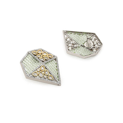 Ritu Singh Kundan and Mint Green Onyx Earrings