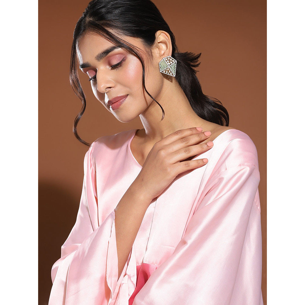 Ritu Singh Kundan and Mint Green Onyx Earrings