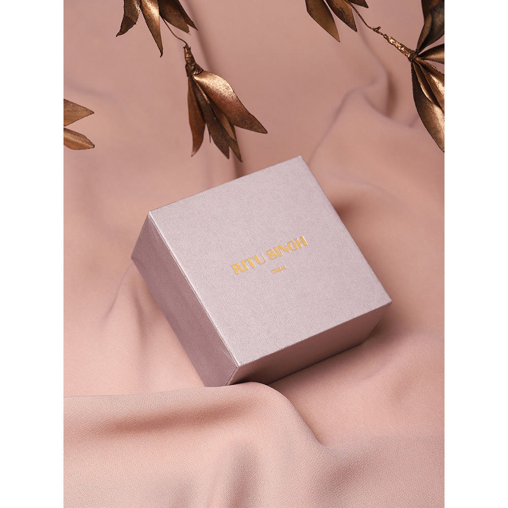 Ritu Singh Kundan and Mint Green Onyx Earrings