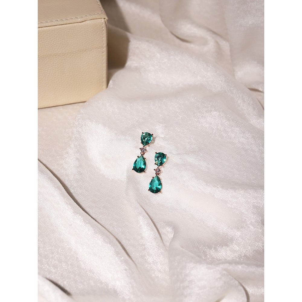 Ritu Singh Rama Green and Diamond Stone Earrings