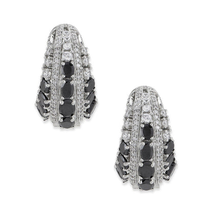 Ritu Singh Black and Silver Diamond Hoops
