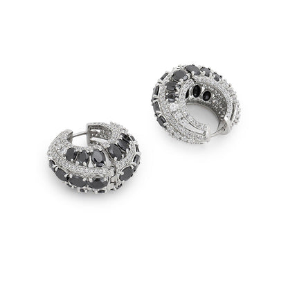 Ritu Singh Black and Silver Diamond Hoops