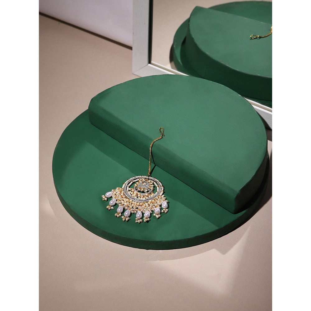Ritu Singh Kundan Chand Maang Tikka with Pearls and Diamonds