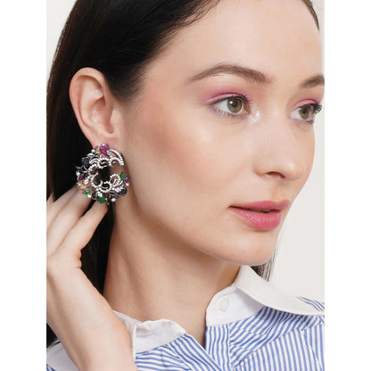 Ritu Singh Multi Flower Oversized Stud Earrings