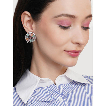 Ritu Singh Blush Oversized Multi Studs in Rhodium