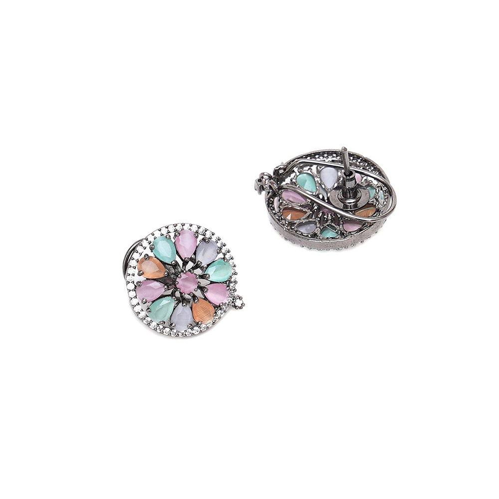 Ritu Singh Blush Oversized Multi Studs in Rhodium