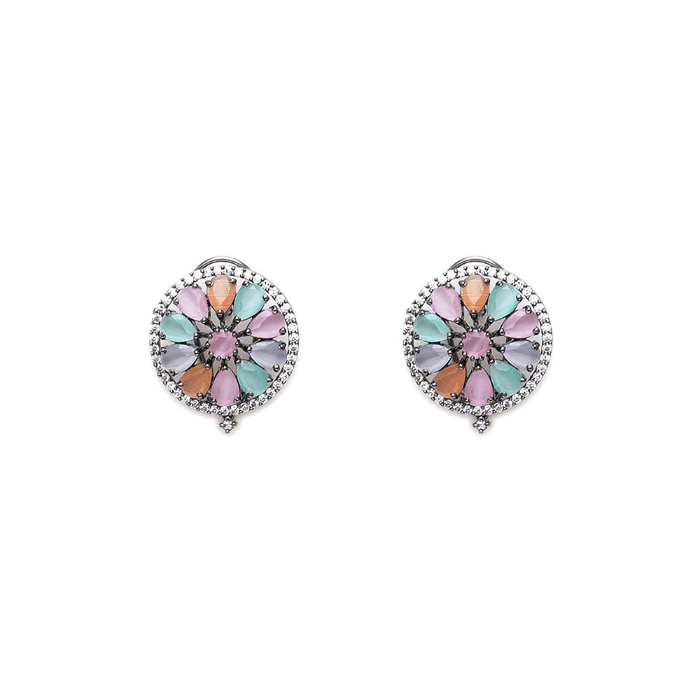 Ritu Singh Blush Oversized Multi Studs in Rhodium