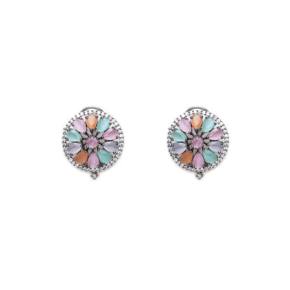 Ritu Singh Blush Oversized Multi Studs in Rhodium