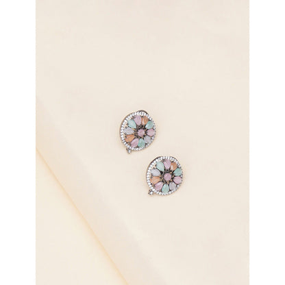 Ritu Singh Blush Oversized Multi Studs in Rhodium