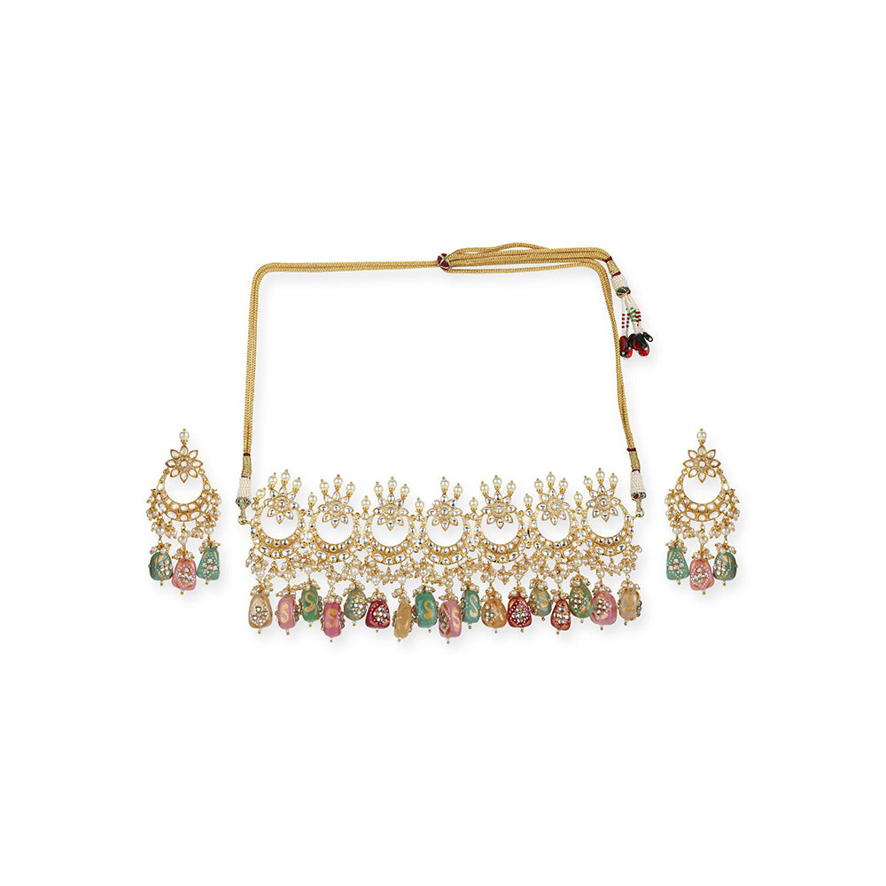 Ritu Singh Gold Plated Multi Kundan Studded Jewellery Set