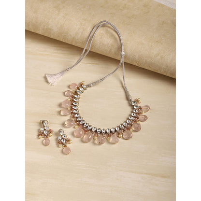 Ritu Singh Women Pink Kundan Choker with Earrings