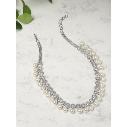 Ritu Singh Silver Toned and White Sterling Silver Rhodium Plated Handcrafted Necklace