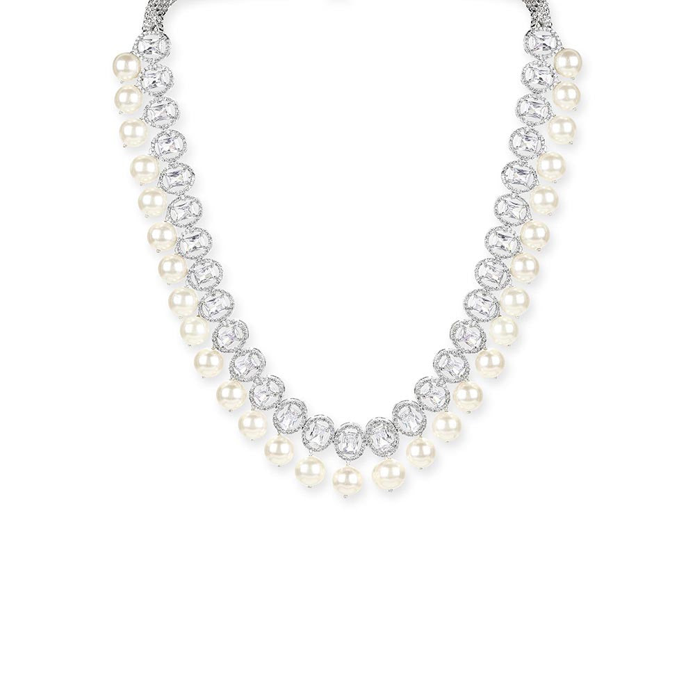 Ritu Singh Silver Toned and White Sterling Silver Rhodium Plated Handcrafted Necklace