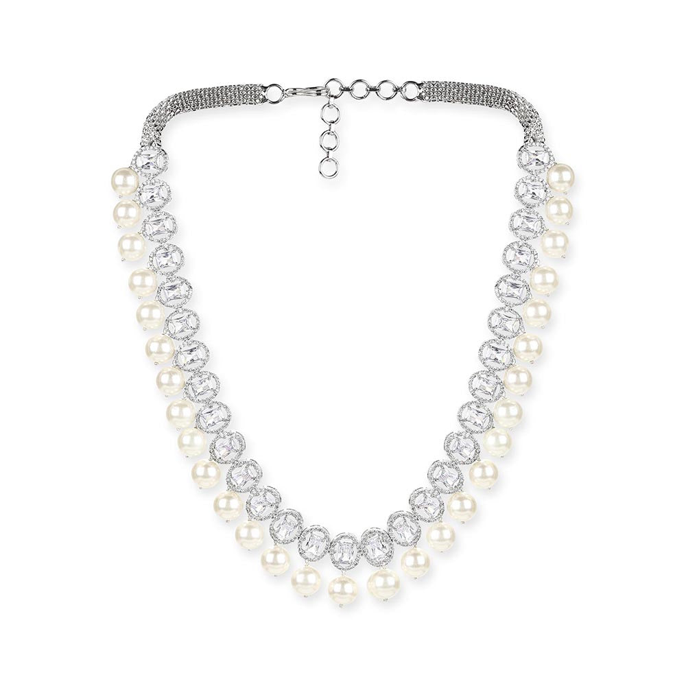 Ritu Singh Silver Toned and White Sterling Silver Rhodium Plated Handcrafted Necklace