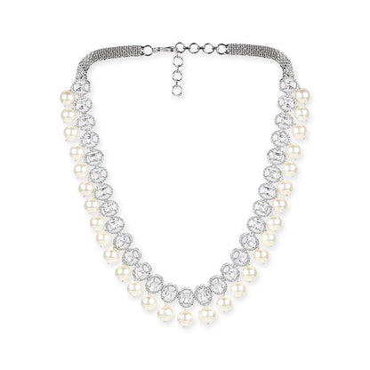 Ritu Singh Silver Toned and White Sterling Silver Rhodium Plated Handcrafted Necklace