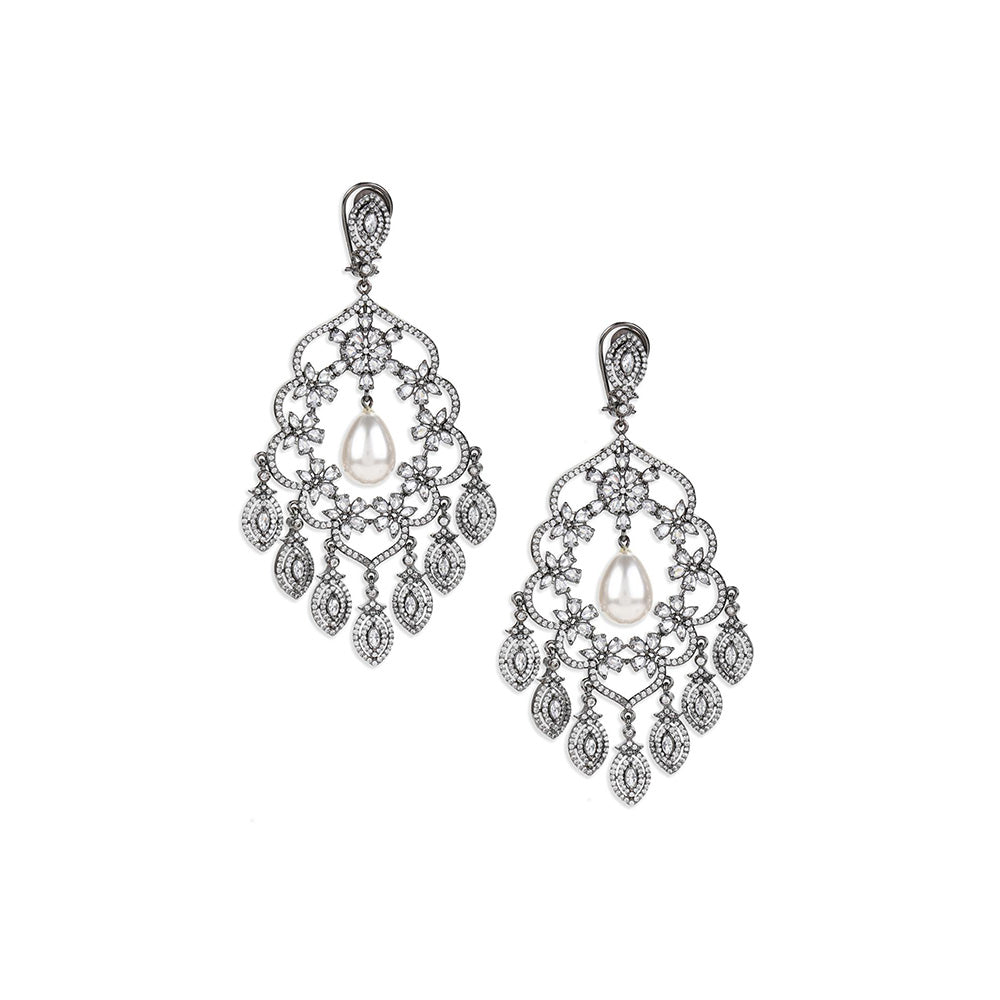 Ritu Singh Grey Contemporary Drop Earrings