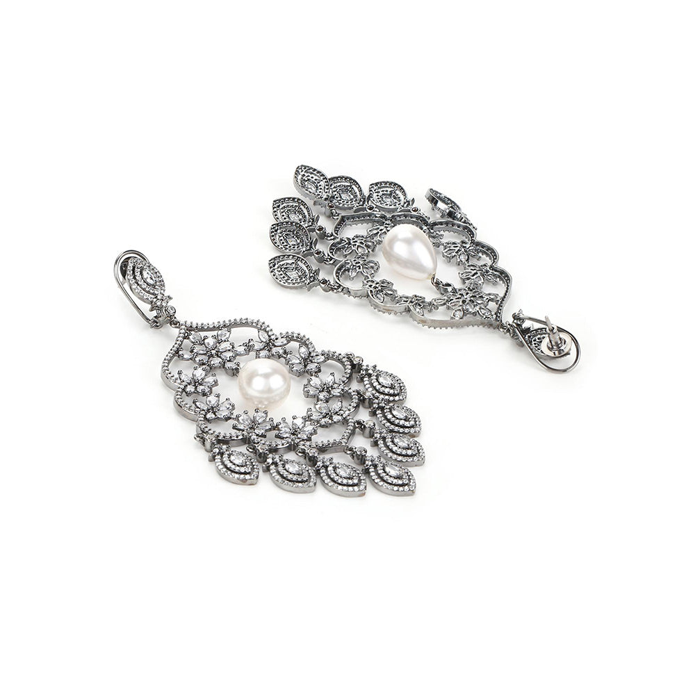 Ritu Singh Grey Contemporary Drop Earrings