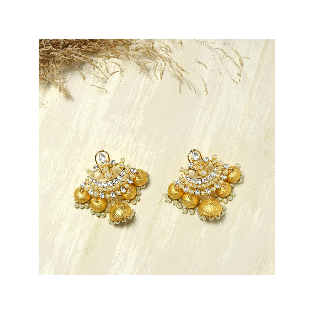 Ritu Singh Gold Toned Contemporary Jhumka Earrings