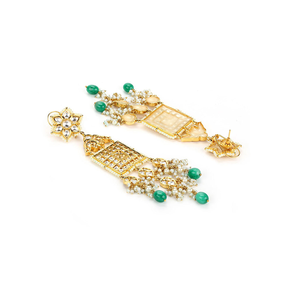 Ritu Singh Gold Toned Contemporary Drop Earrings