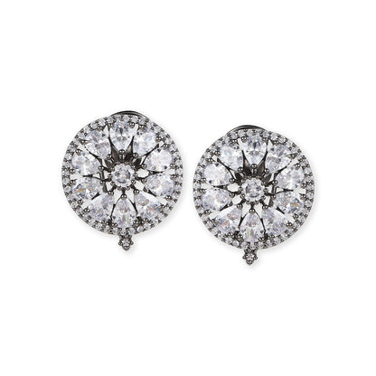 Ritu Singh Silver Toned Contemporary Studs Earrings