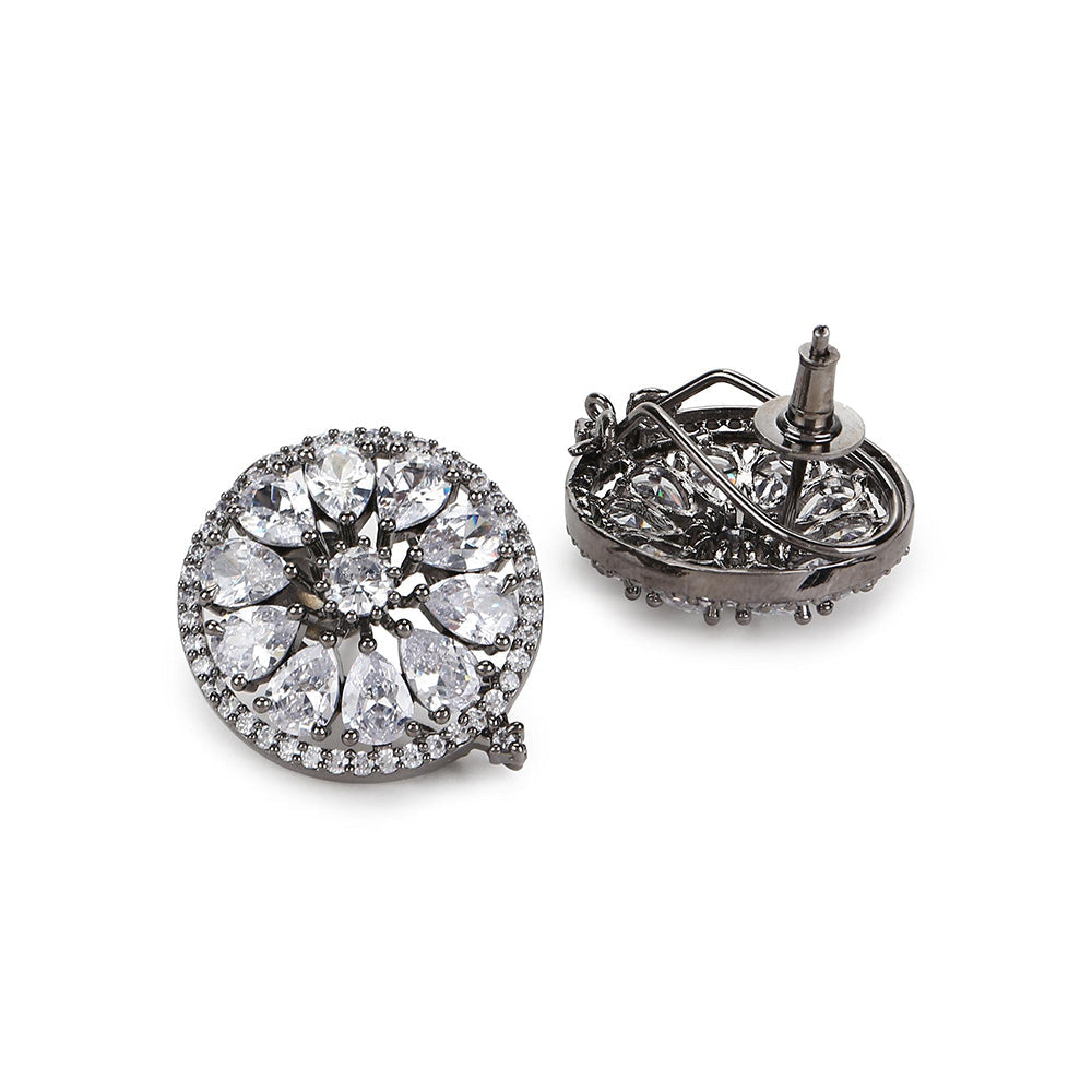 Ritu Singh Silver Toned Contemporary Studs Earrings