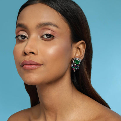 Ritu Singh Green Contemporary Studs Earrings