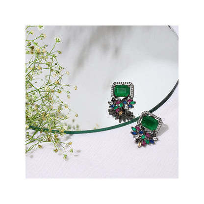 Ritu Singh Green Contemporary Studs Earrings