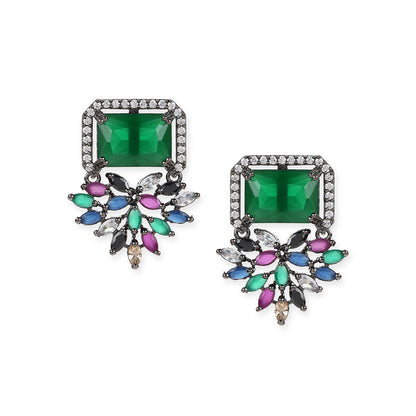 Ritu Singh Green Contemporary Studs Earrings