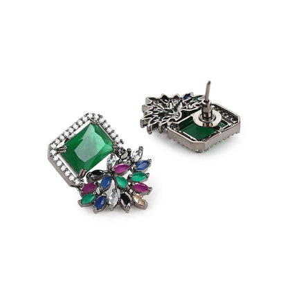 Ritu Singh Green Contemporary Studs Earrings