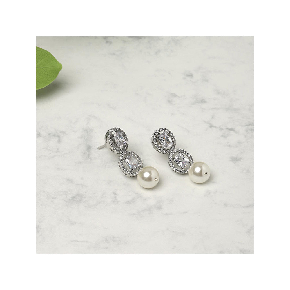 Ritu Singh Silver Toned Contemporary Hoop Earrings