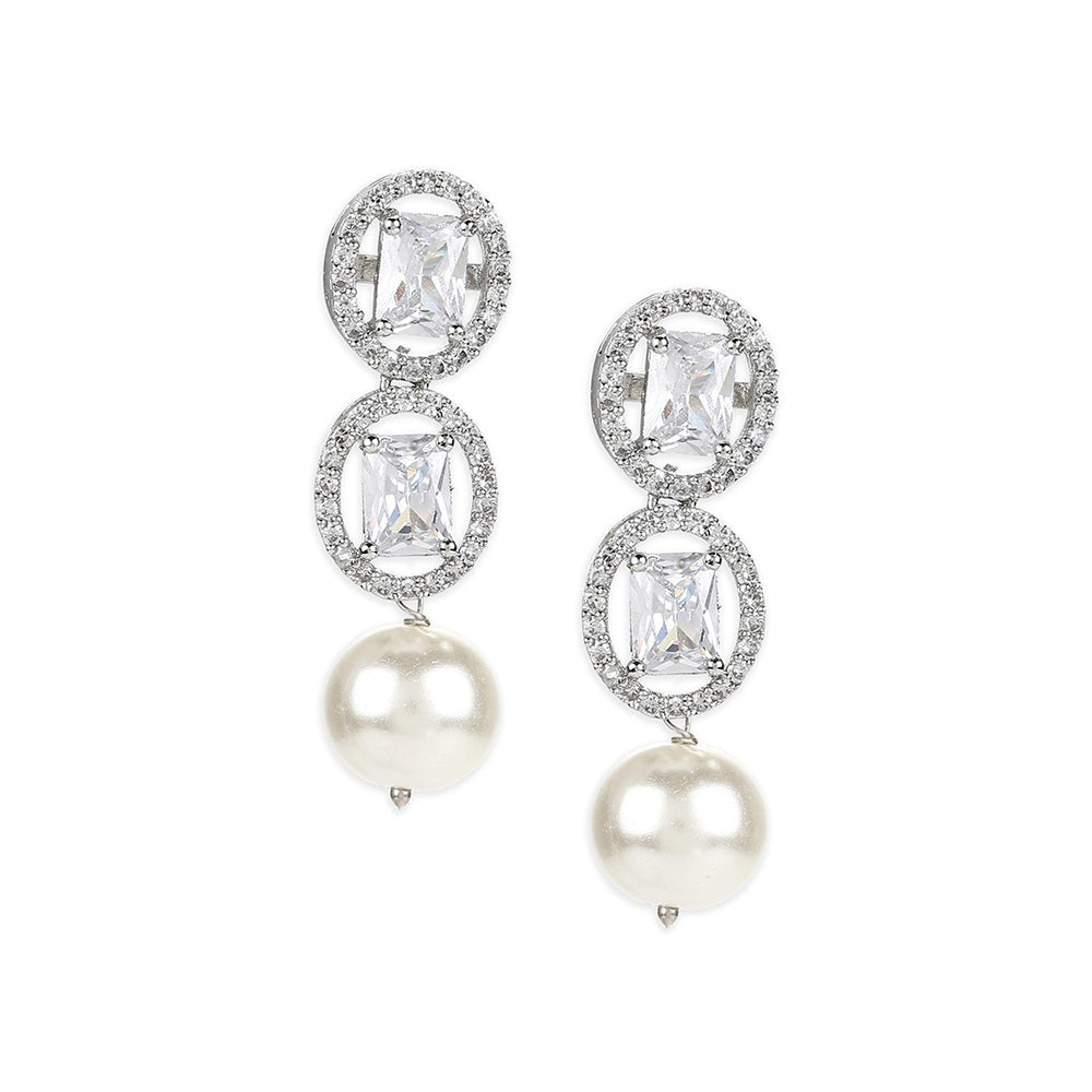 Ritu Singh Silver Toned Contemporary Hoop Earrings
