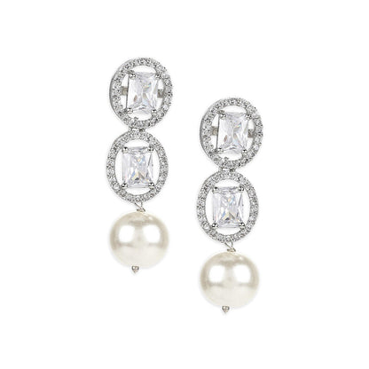 Ritu Singh Silver Toned Contemporary Hoop Earrings