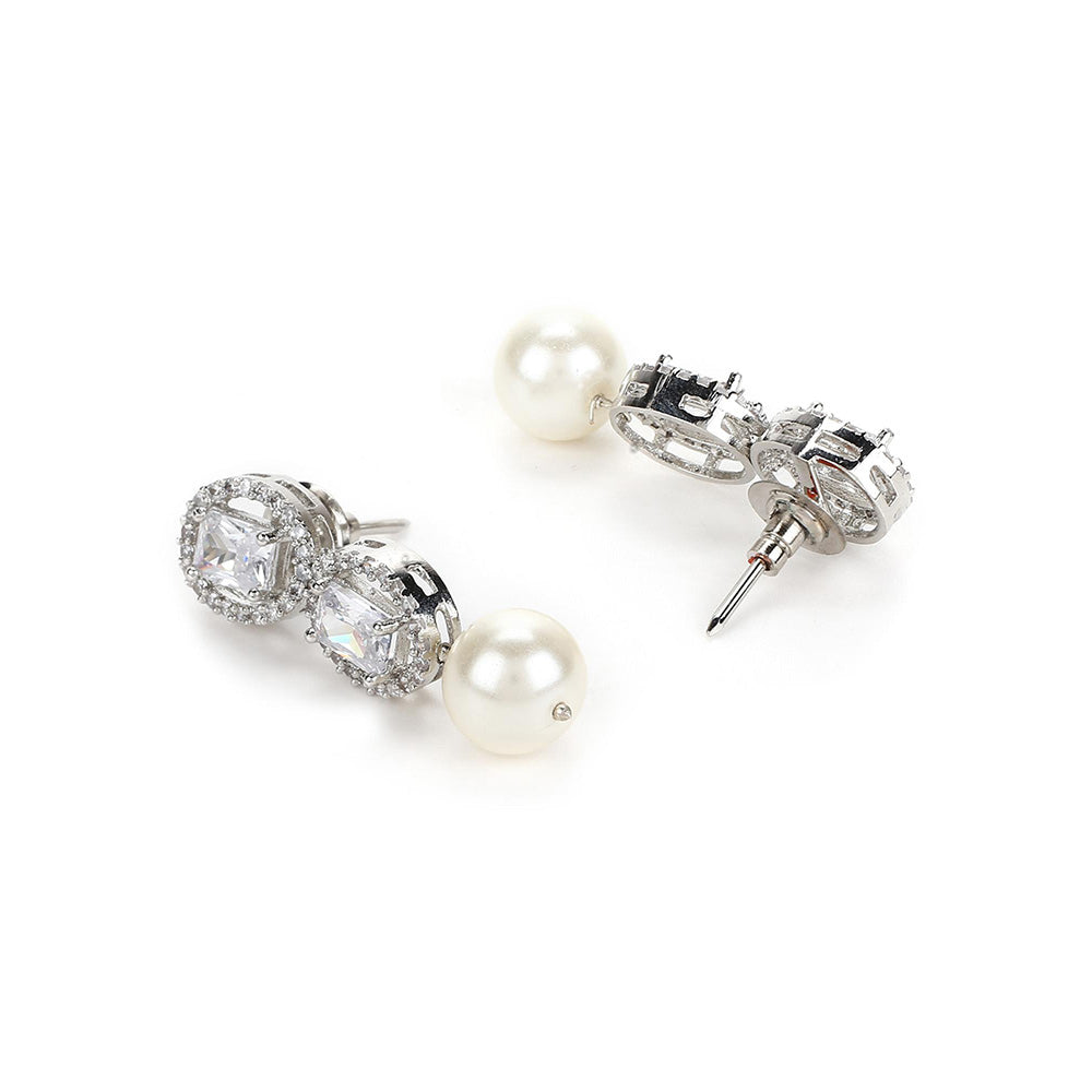 Ritu Singh Silver Toned Contemporary Hoop Earrings