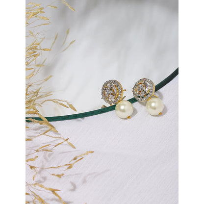 Ritu Singh White Contemporary Studs Earrings