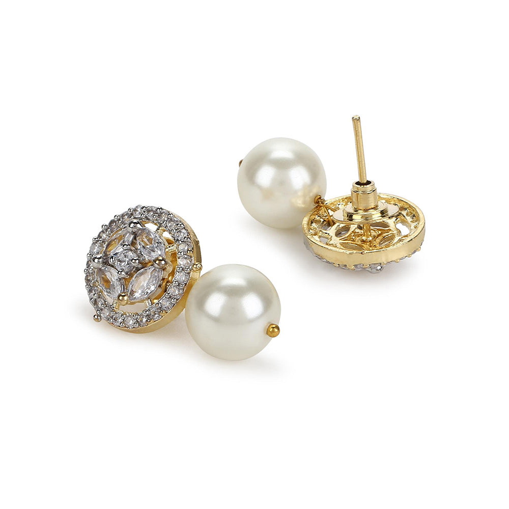 Ritu Singh White Contemporary Studs Earrings