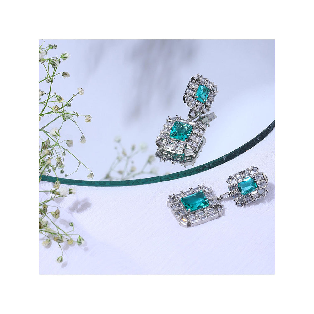 Ritu Singh Turquoise Blue Contemporary Hoop Earrings