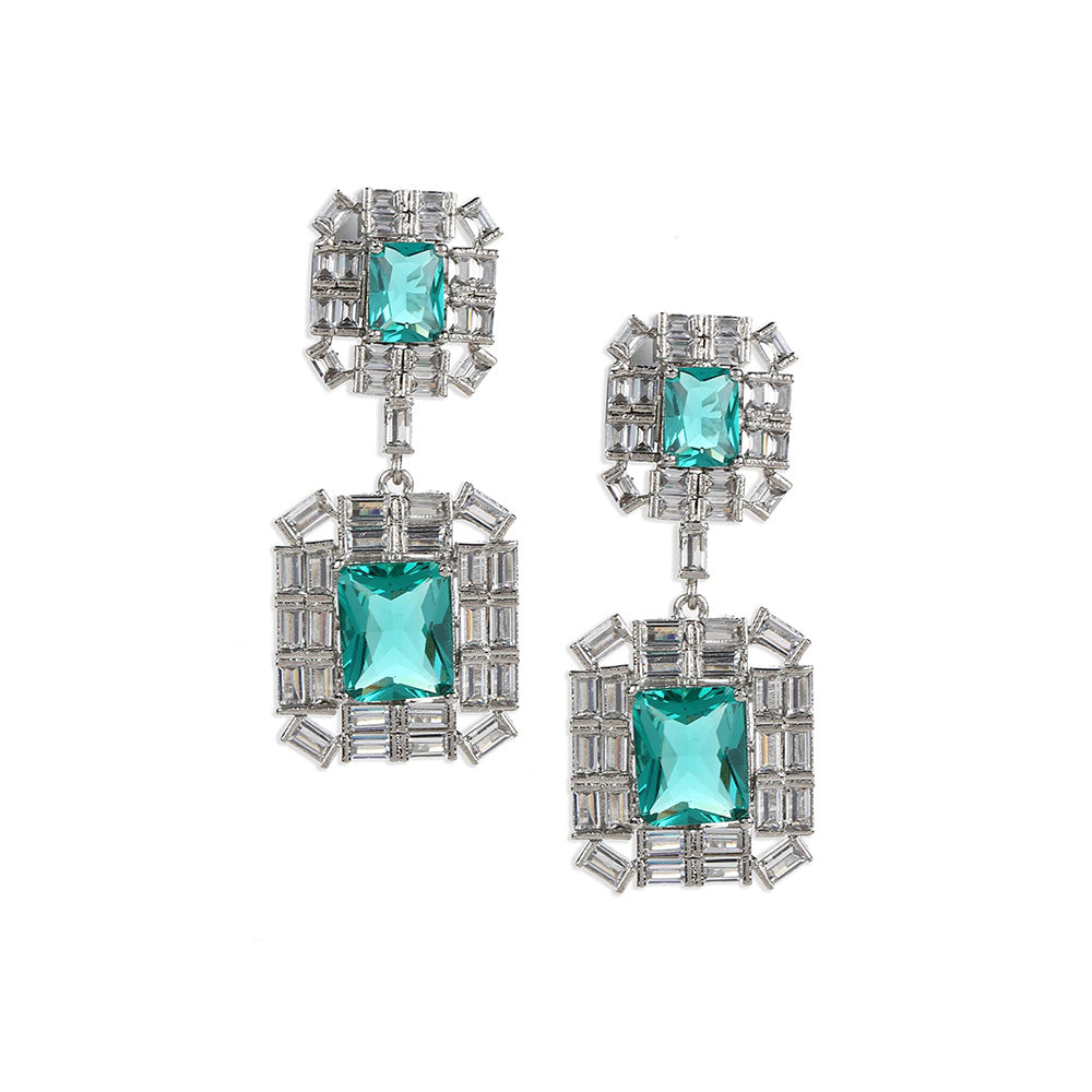 Ritu Singh Turquoise Blue Contemporary Hoop Earrings