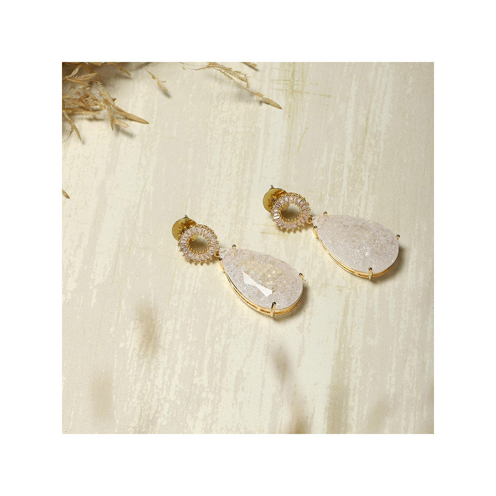 Ritu Singh Silver Toned Contemporary Drop Earrings