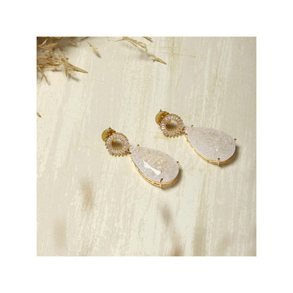 Ritu Singh Silver Toned Contemporary Drop Earrings