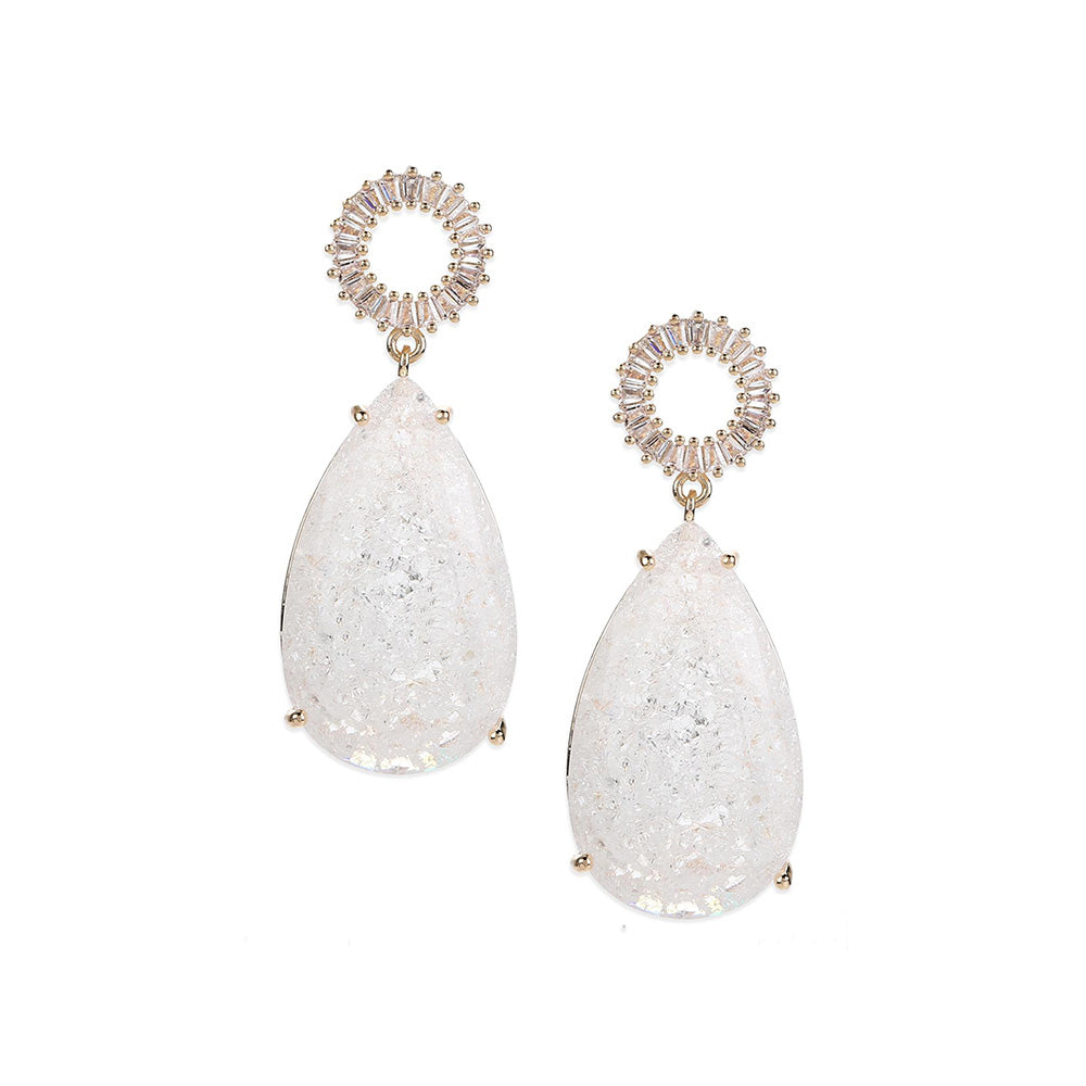 Ritu Singh Silver Toned Contemporary Drop Earrings