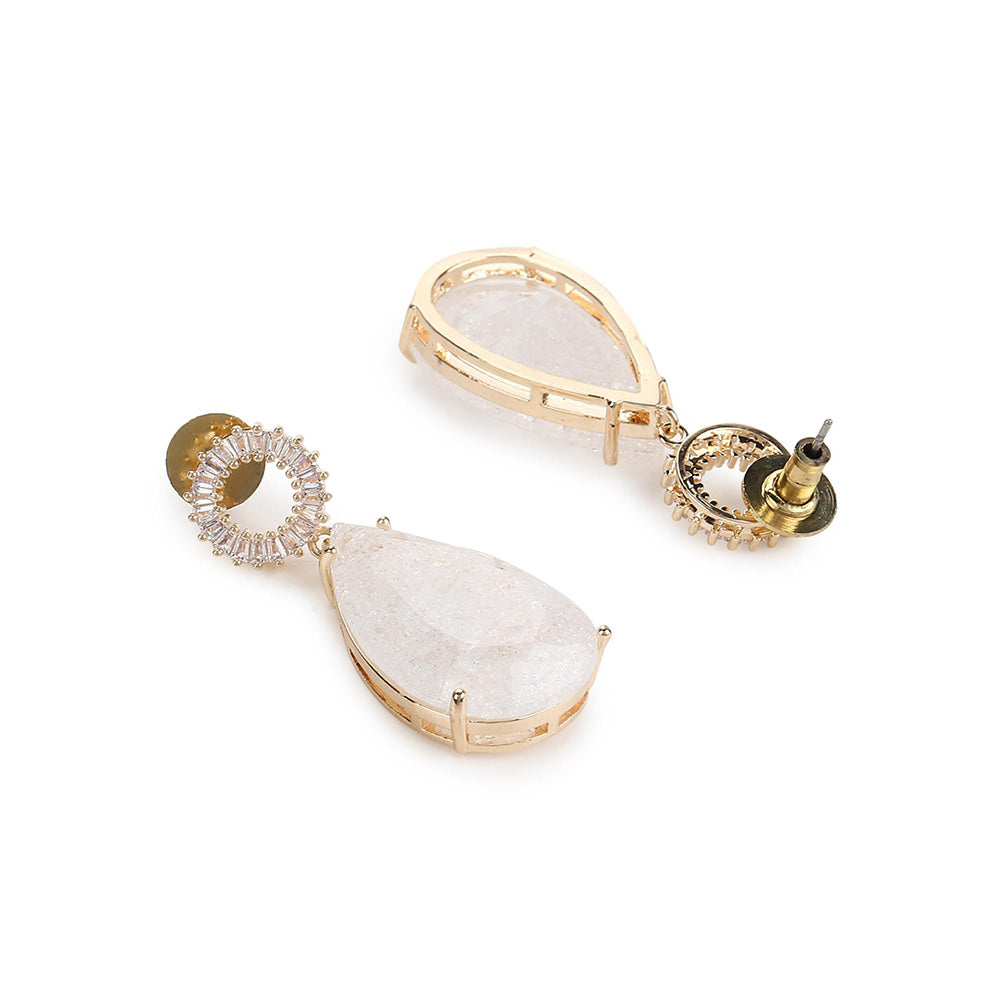 Ritu Singh Silver Toned Contemporary Drop Earrings