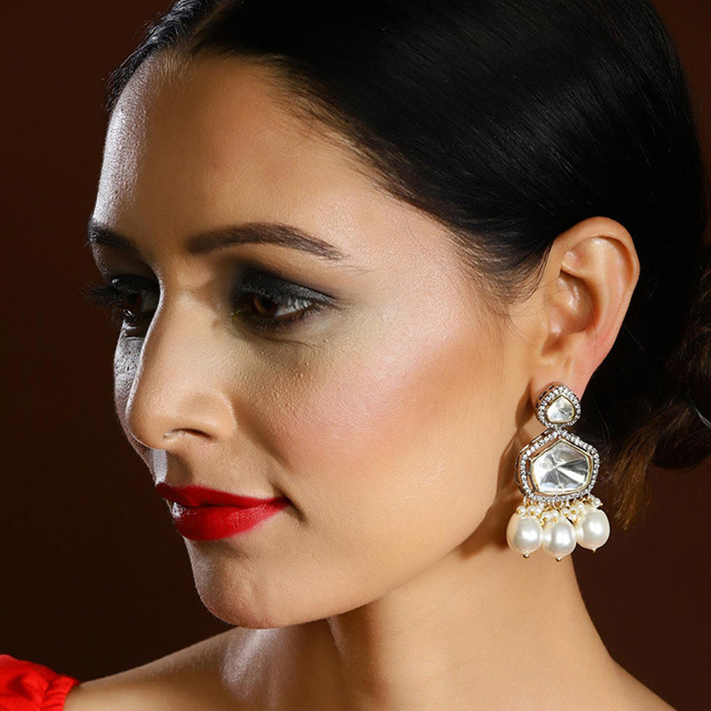 Ritu Singh Silver Plated Contemporary Jhumka Earrings