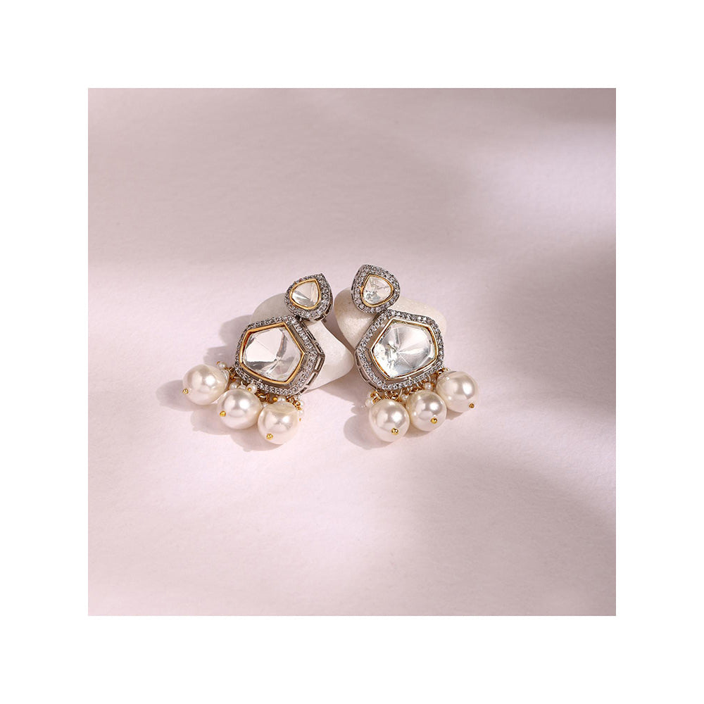 Ritu Singh Silver Plated Contemporary Jhumka Earrings
