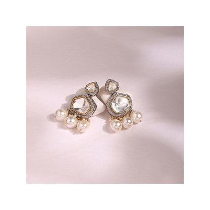 Ritu Singh Silver Plated Contemporary Jhumka Earrings