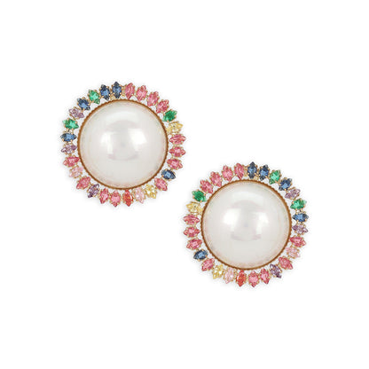 Ritu Singh White Contemporary Pearl Studs Earrings