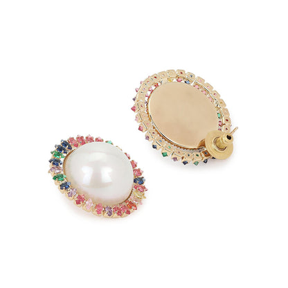 Ritu Singh White Contemporary Pearl Studs Earrings