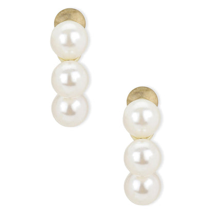 Ritu Singh Gold Toned and White Contemporary Drop Earrings