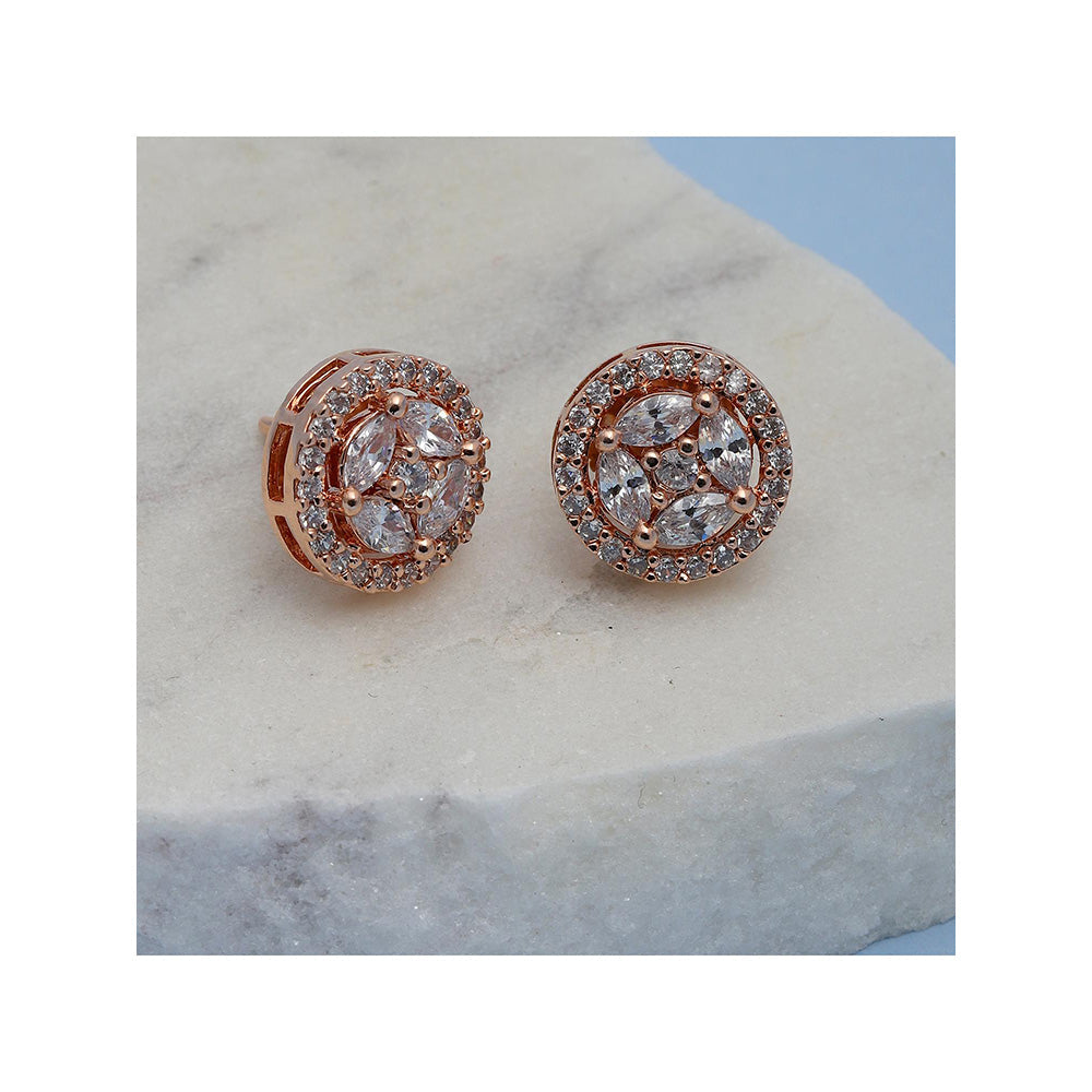 Ritu Singh Rose Gold Plated American Diamond Circular Studs