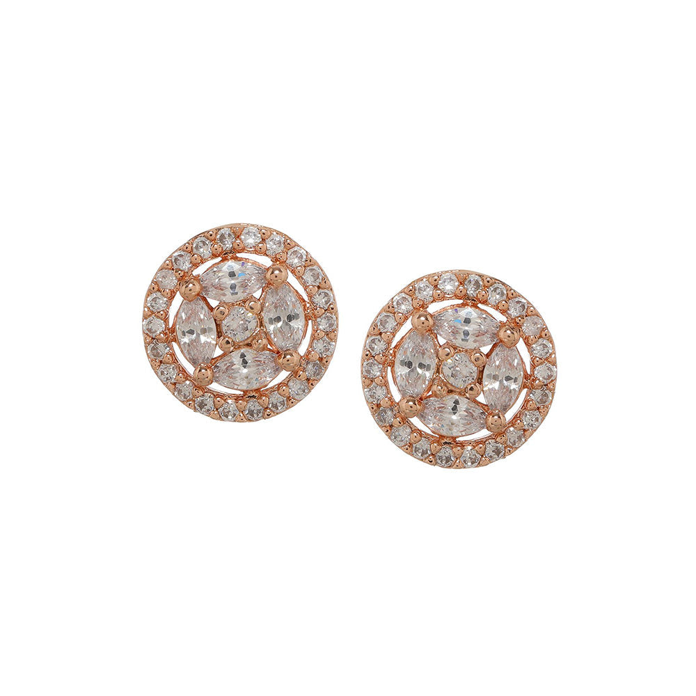 Ritu Singh Rose Gold Plated American Diamond Circular Studs